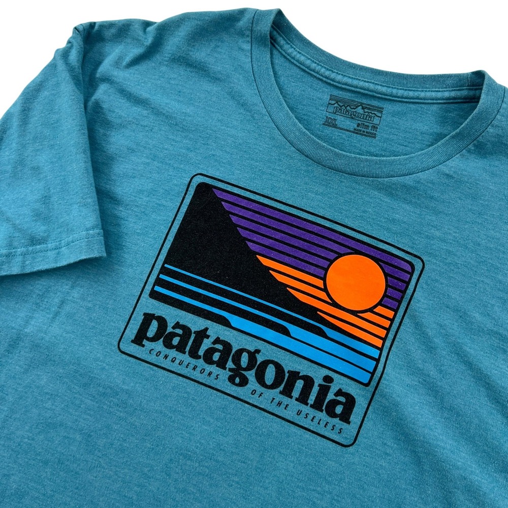 Patagonia Mens XXL Slim Fit Blue Conquerors of the Useless Graphic T-Shirt GORP